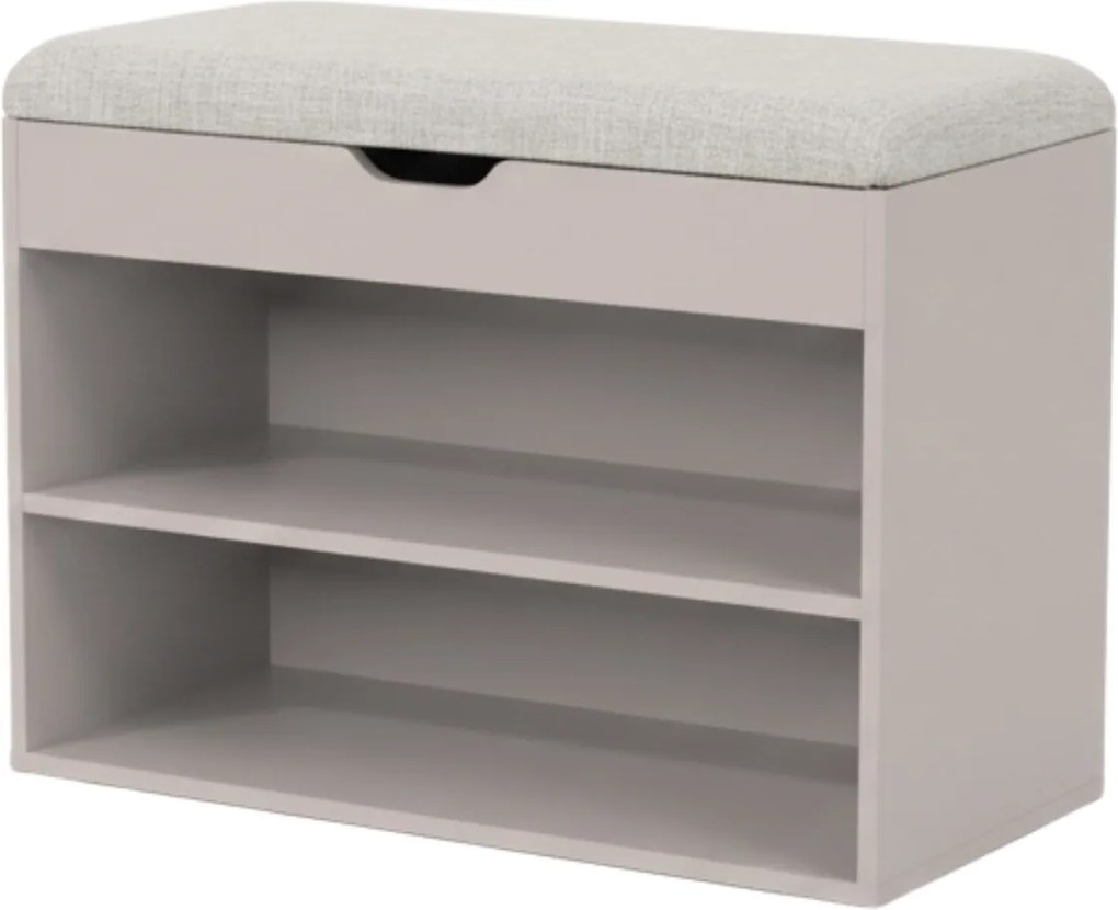 Dulap pentru pantofi cu loc de șezut LEVA, 60 x 30 x 47 cm, gri deschis