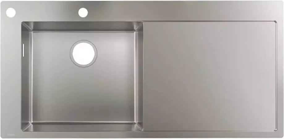 Chiuveta bucatarie Hansgrohe S71 inox 104.5x51 cm picurator stanga cu orificiu buton control