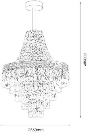Lustră pe tijă CORAL, 3x E14/40W/230V, Ø 36 cm