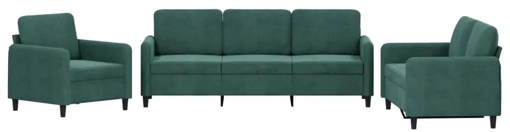 3201936 vidaXL Set de canapele, 3 piese, verde închis, catifea