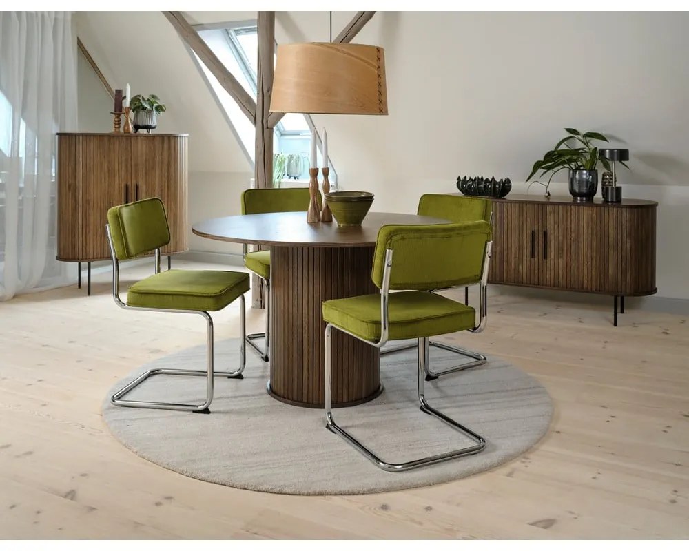 Scaun de dining verde din catifea reiată Rupert – Unique Furniture