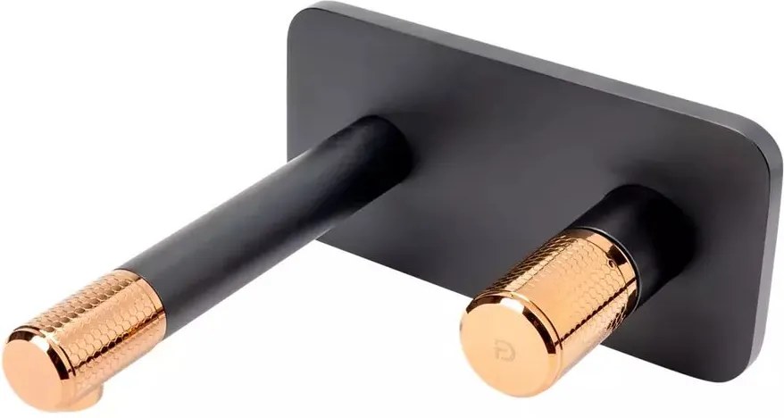 Baterie lavoar incastrata FDesign Ardesia negru - rose gold cu corp ingropat