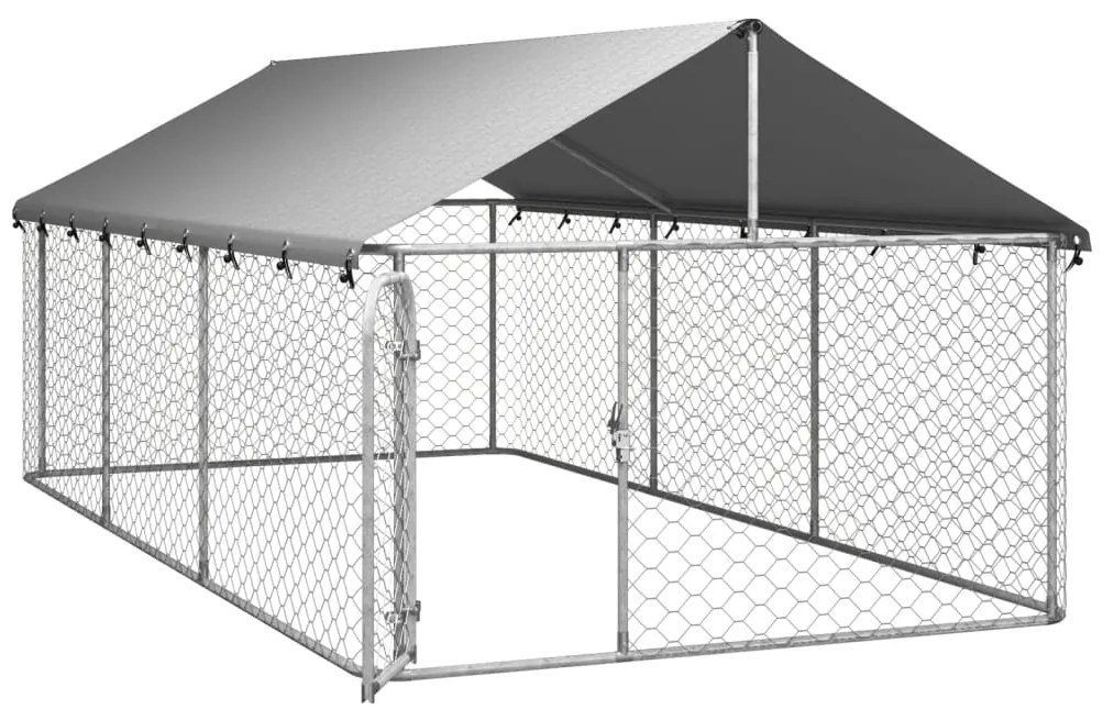Padoc pentru caini de exterior, cu acoperis, 400x200x150 cm