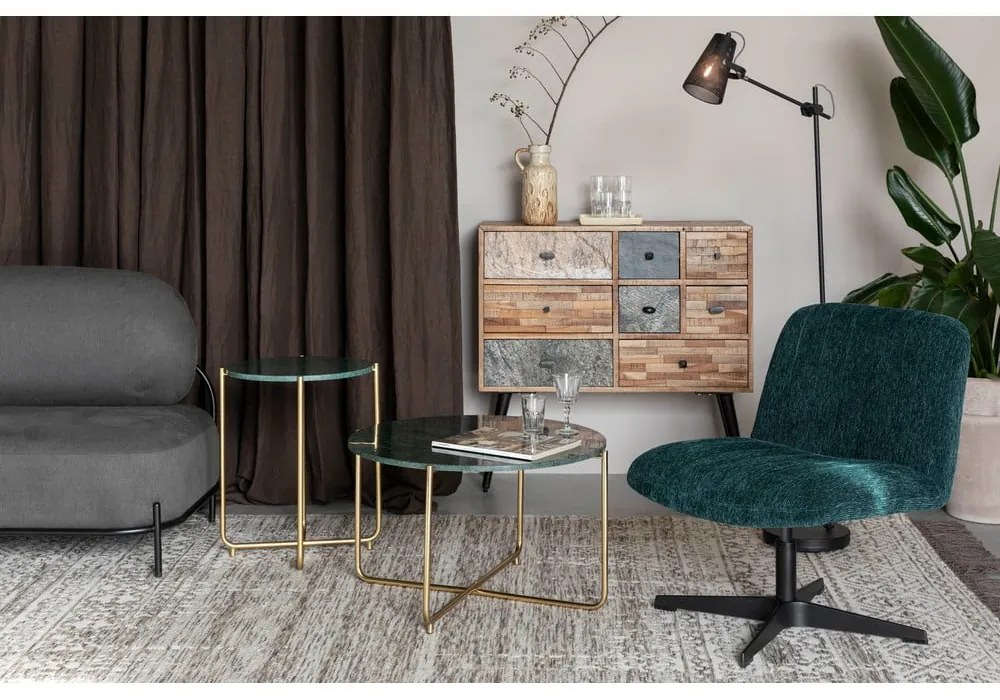 Masă auxiliară din blat de marmură White Lbale Timpa, verde