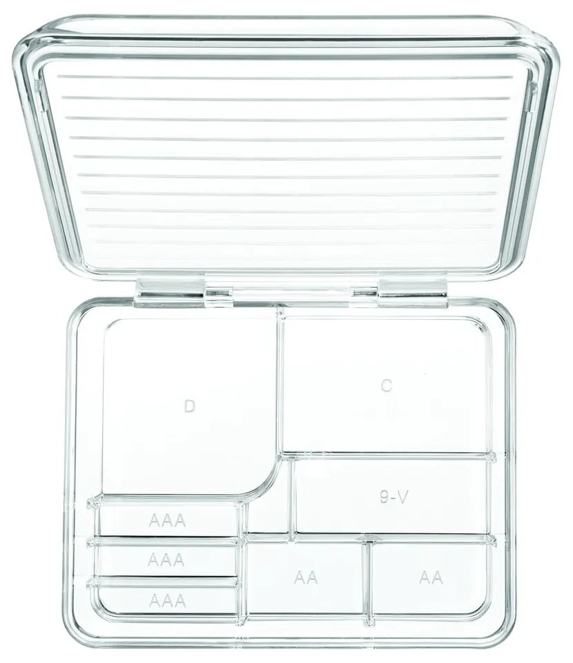 Organizator transparent compartimentat cu capac iDesign Linus, 17 x 14 cm