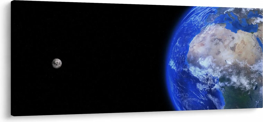 Tablou - Luna și Pământul (120x50 cm)