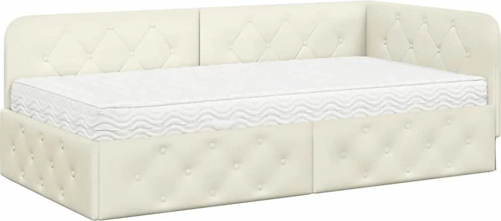 vidaXL Cadru de pat colțar Crem 90 x 190 cm Catifea