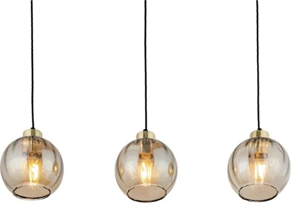 Lustră LED suspendată pe cablu DEVI 3xE27/15W/230V negru/bej fumuriu
