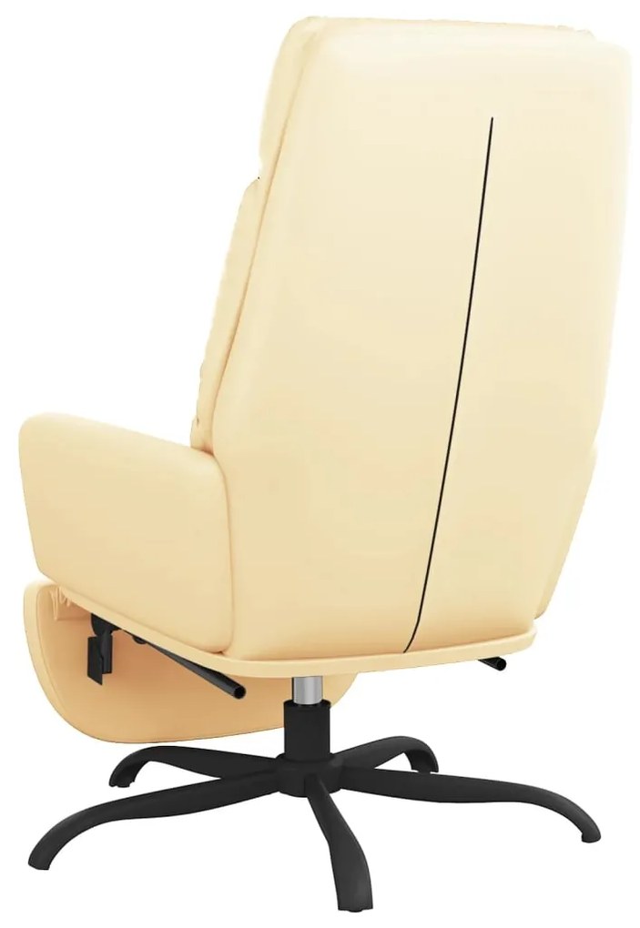 Fotoliu de relaxare cu taburet, crem, piele ecologica Crem