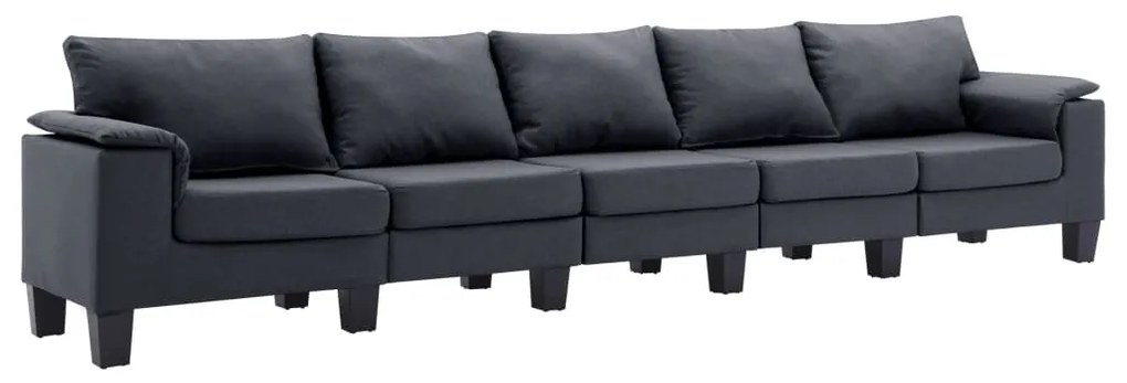 287101 vidaXL Canapea cu 5 locuri, gri închis, material textil