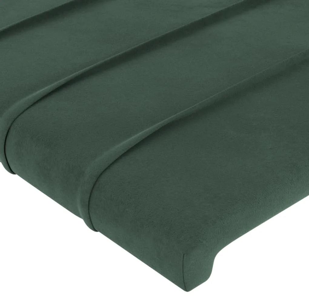 Cadru de pat cu tablie, verde inchis, 160x200 cm, catifea Verde inchis, 160 x 200 cm, Benzi orizontale