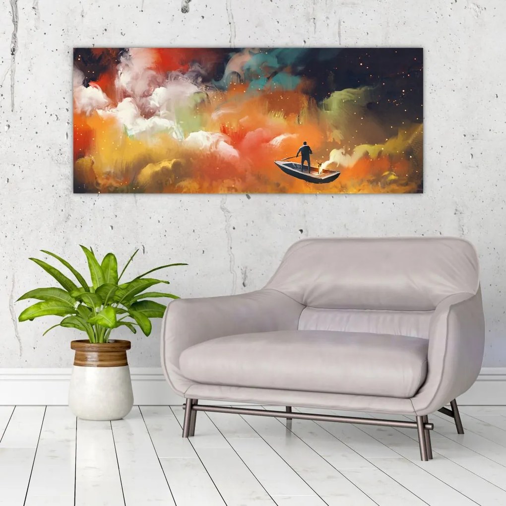 Tablou - Om navigând prin spațiu (120x50 cm)