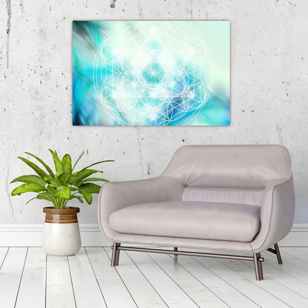 Tablou - Merkaba pe un fundal turcoaz (90x60 cm)