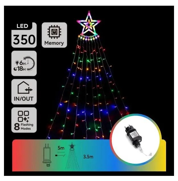 Aigostar - Decorațiune de Crăciun LED RGBY pentru exterior 350xLED/6W/230V 3,5m IP44