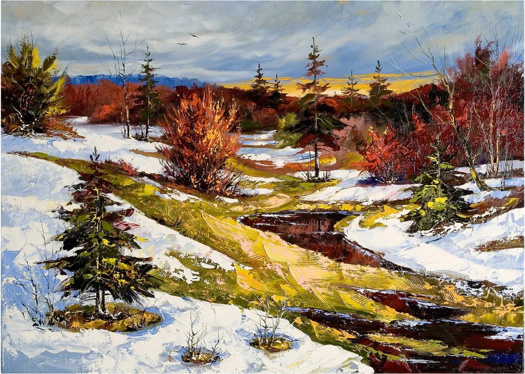Tablou pe sticlă - Sosirea primăverii (70x50 cm)
