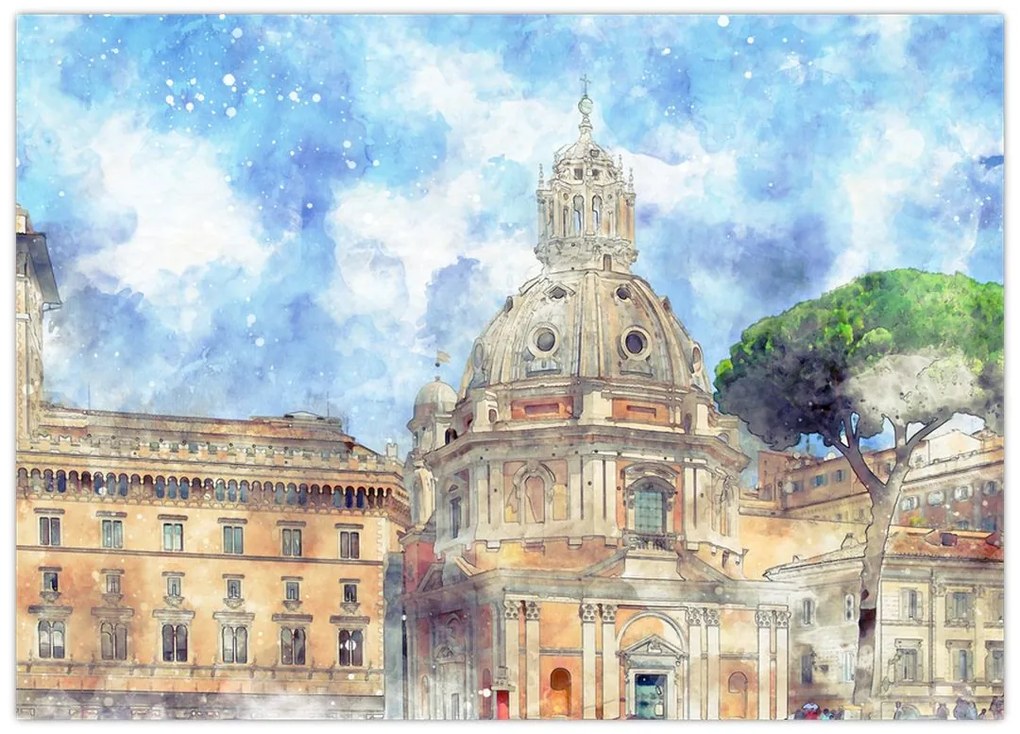 Tablou pe sticlă - Biserica Santa Maria di Loreto, Roma, Italia (70x50 cm)