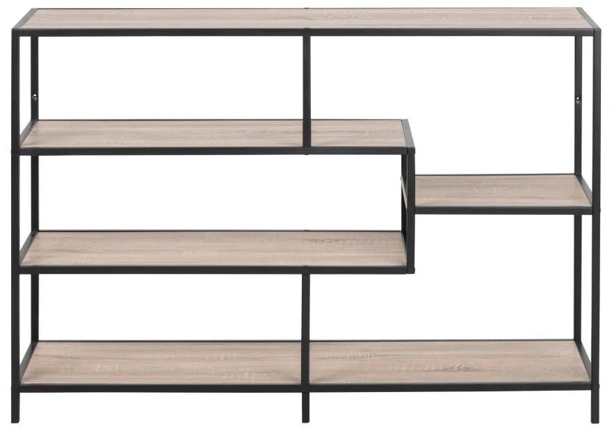 Bibliotecă neagră/cu aspect de lemn de stejar 114x78 cm Seaford – Actona