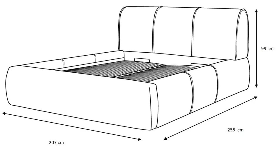 Pat matrimonial bej tapițat cu spațiu de depozitare și somieră 180x200 cm Vernon – Bobochic Paris