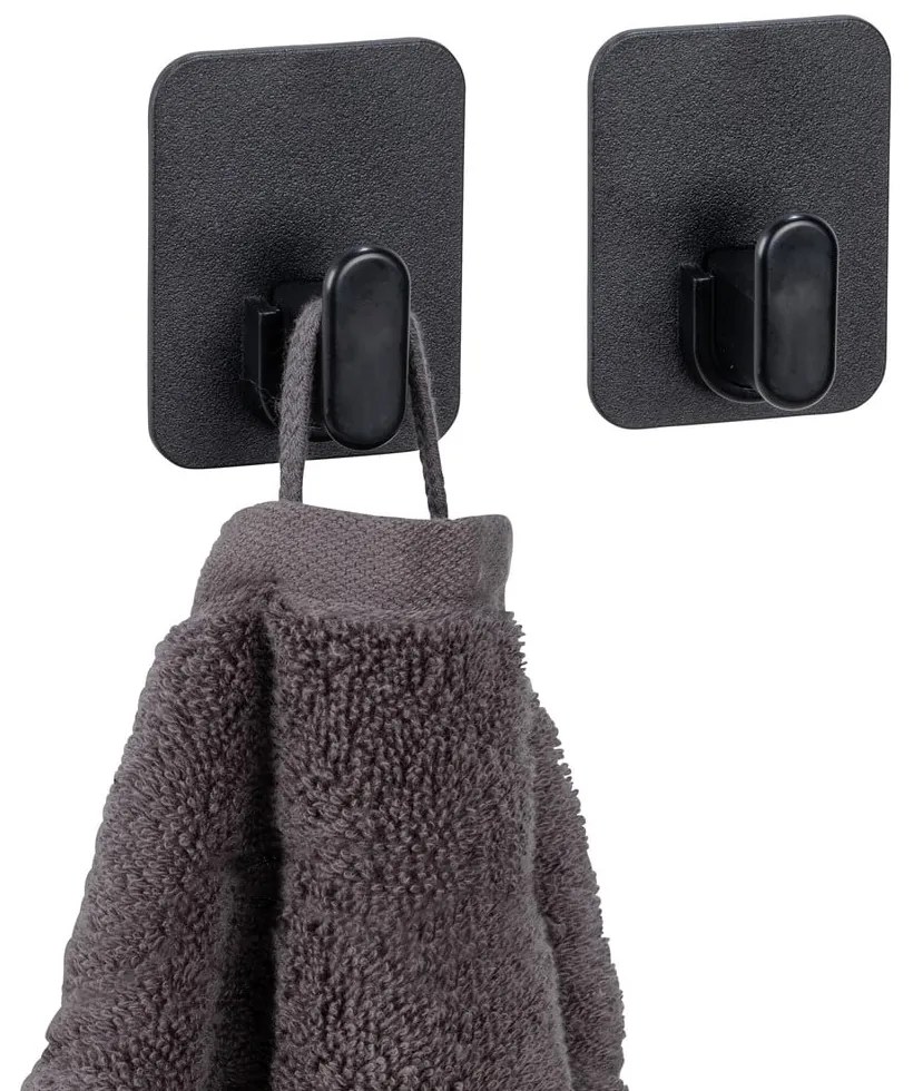 Cârlige negre 2 buc. autoadezive din plastic Parma – Allstar