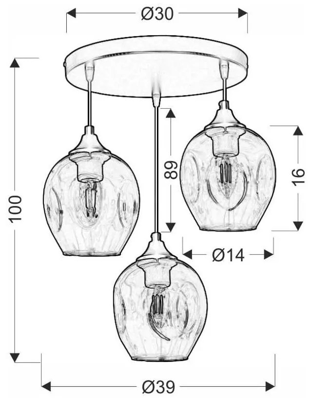 Lustră neagră cu abajur din sticlă Aspa – Candellux Lighting