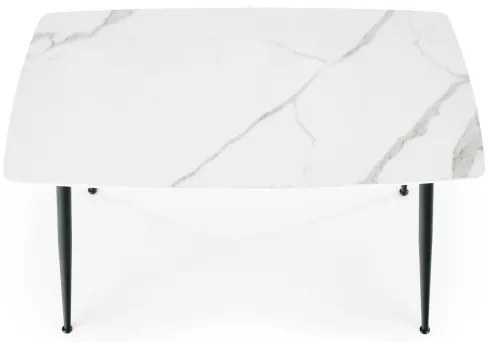 Masă de dining ALARA, finisaj marmură albă/negru