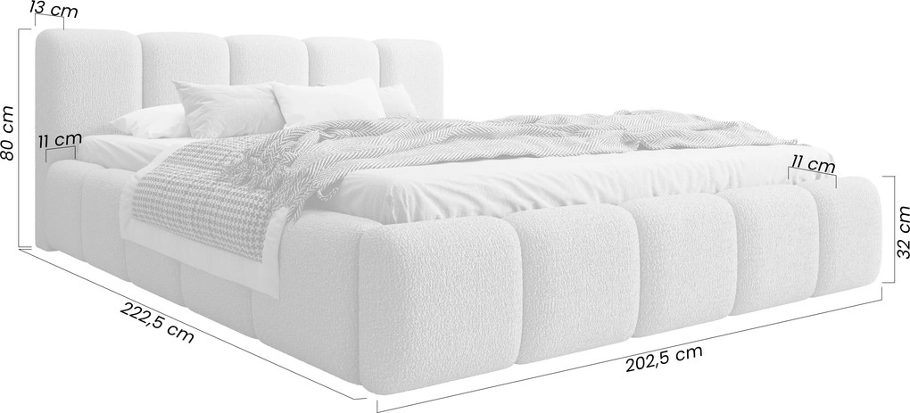 Pat tapițat cu ladă de depozitare Tesia 180x200 - bouclé bej Quelle 03