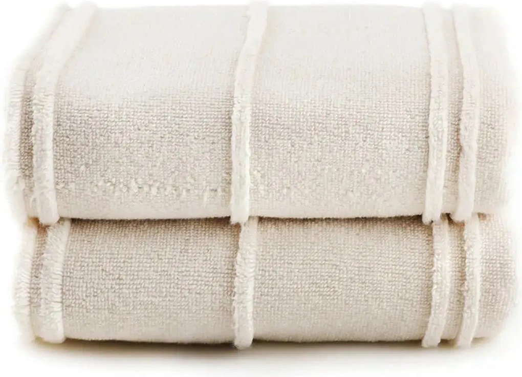 Set 2 prosoape baie ARDEN, crem, bumbac, 50x90 cm