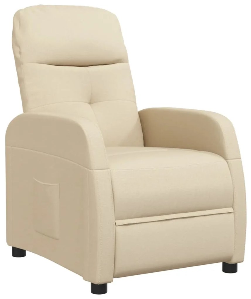 289825 vidaXL Fotoliu rabatabil, crem, material textil