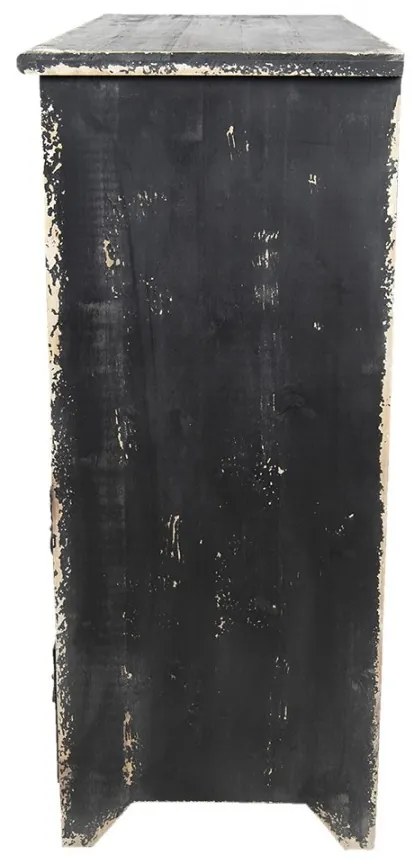 Comoda neagra, din lemn, 16 sertare, aspect vintage, Tiroir