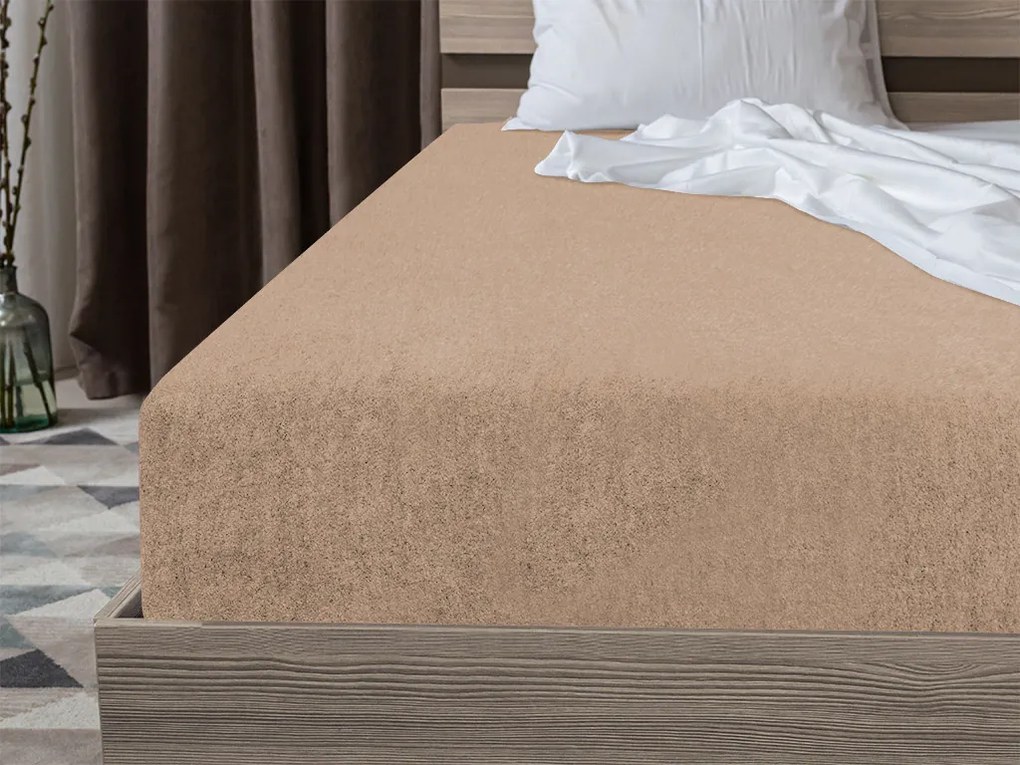 Cearsaf Frotir cu elastic 90x200 cm maro deschis