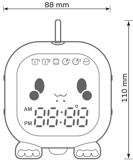 Veioză LED RGBW dimabilă de veghe cu ceas deșteptător pentru copii FILIP LED/1,5W/5V 1500 mAh