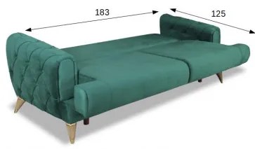 Canapea Extensibila Glamour Cu 3 Locuri, Verde, 220 X 94 X 86 Cm