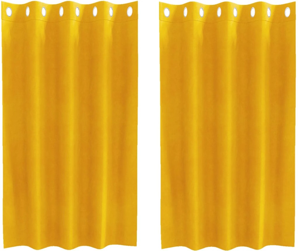 vidaXL Perdele opace 2 pcs Galben muștar 140 x 140 cm Catifea