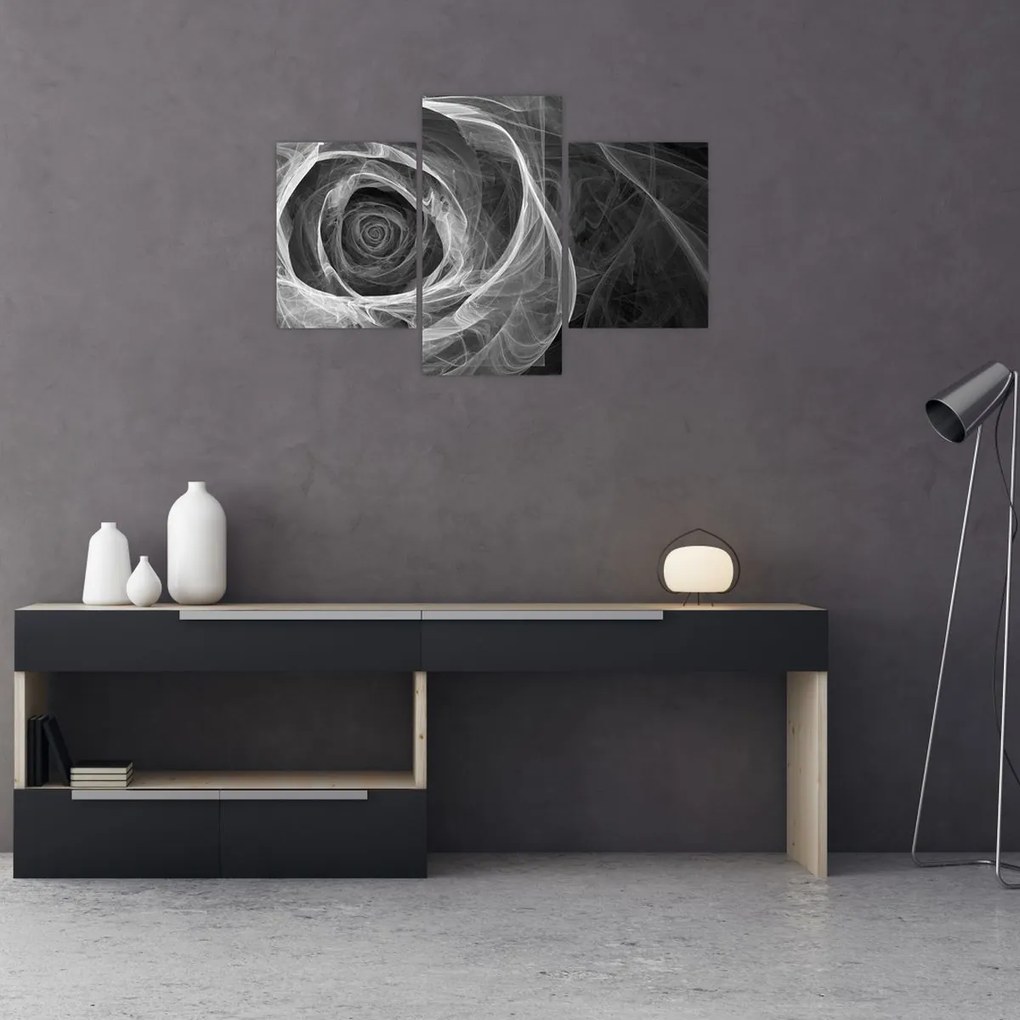 Tablou - Abstract trandafir negru și alb (90x60 cm)