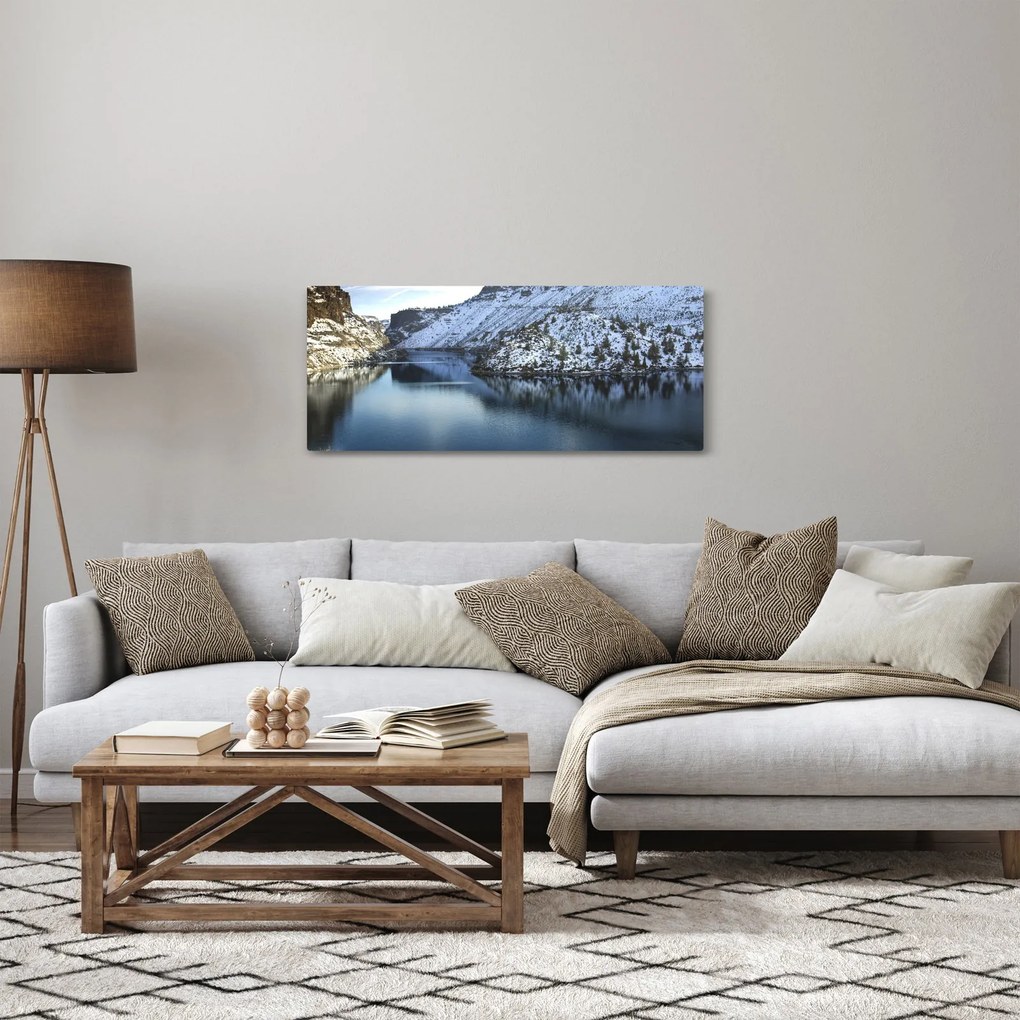 Tablou - peisaj de iarnă cu lac (120x50 cm)