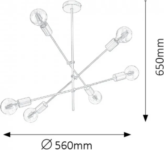 Rábalux Lanny 2104 pendule, lămpi suspendate  negru   metal   E27 6x MAX 15W   IP20