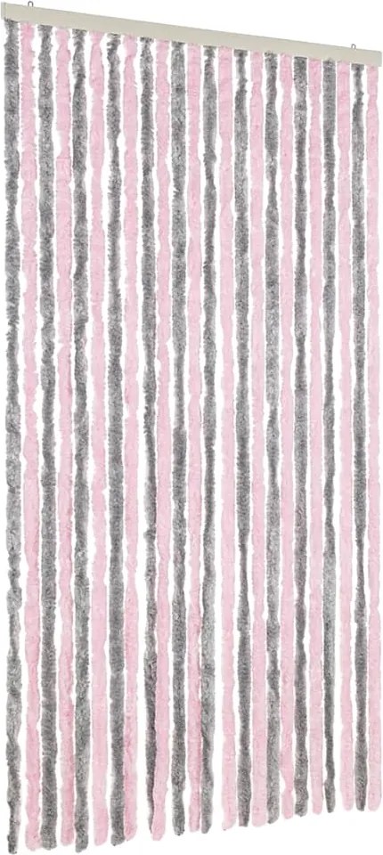 vidaXL Perdea pentru insecte, gri argintiu și roz, 100x200cm, chenille