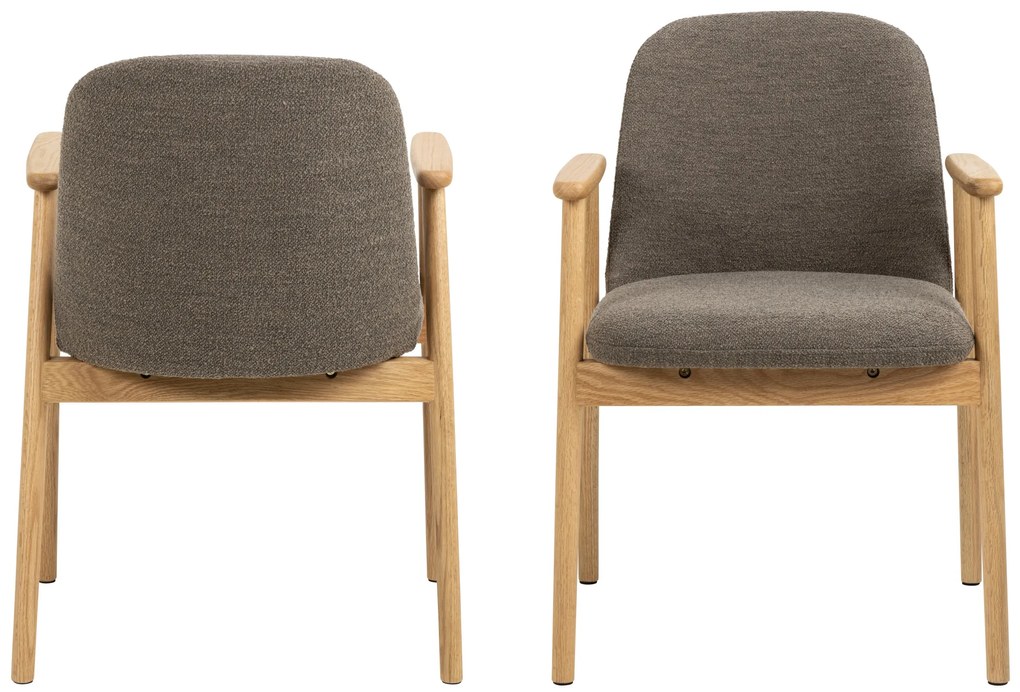 MAZZONI EXPORT RODERIC Maro Taupe (țesătură Monza 40)/cadru stejar uleiat - SCAUN DE LEMN BOUCLÉ PENTRU SUFRAGERIE LIVING BUCĂTĂRIE RETRO