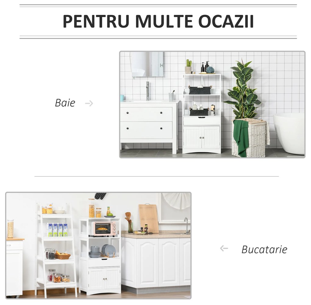 kleankin Dulap multifunctional cu rafturi, MDF, 60x33x122.5 cm, Alb | Aosom Romania