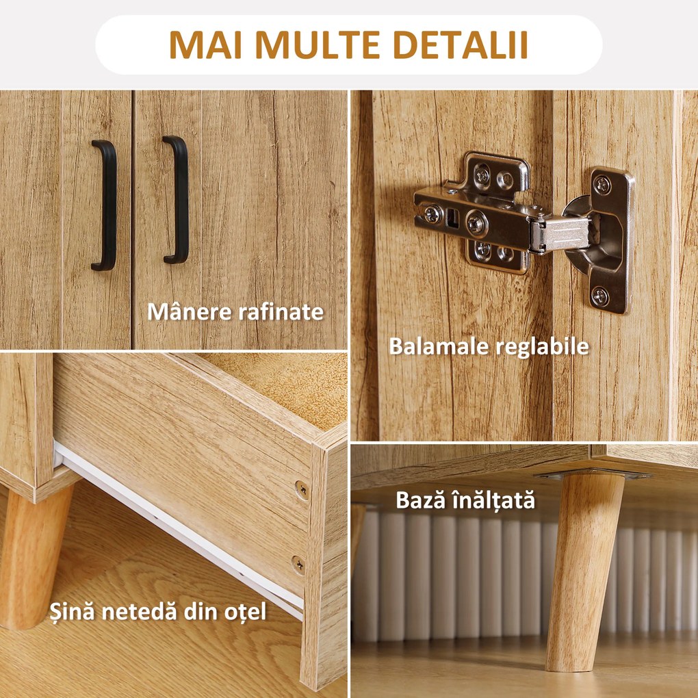 HOMCOM Dulap Dormitor 2 Uși cu 2 Sertare și Bară pentru Umerașe 80x54x180 cm Lemn | Aosom Romania