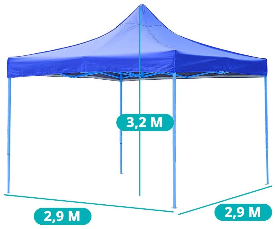 Pavilion pliant 2,9x2,9m-albastru