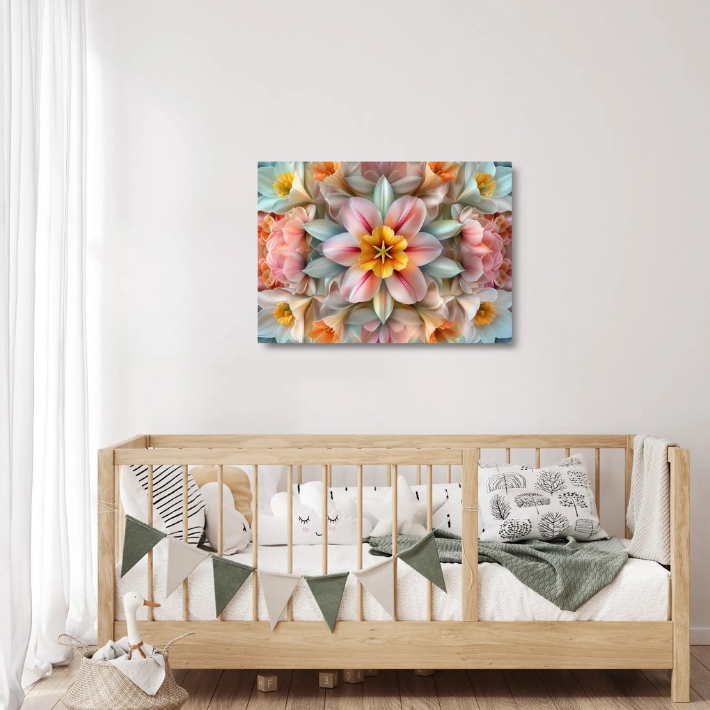 Tablou pe sticlă - Floare caleidoscopică (70x50 cm)