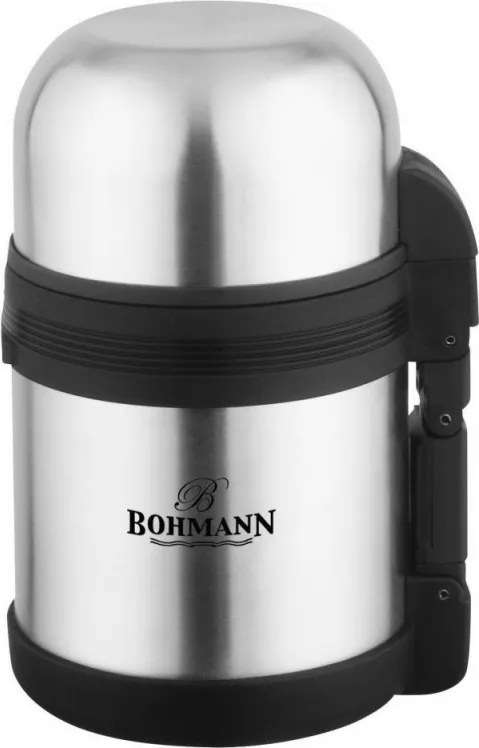 Termos pentru mancare Bohmann BH 4210, 1L, Otel inoxidabil, Capac cana, Maner, Gri
