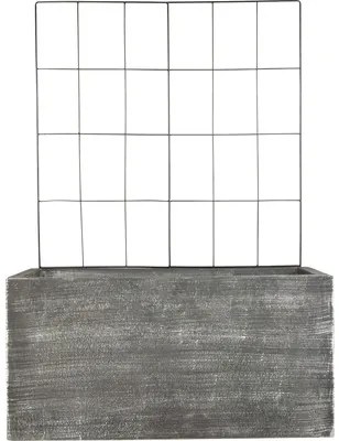 Ghiveci rectangular cu spalier Lafiora, ciment, 60x30 cm gri închis