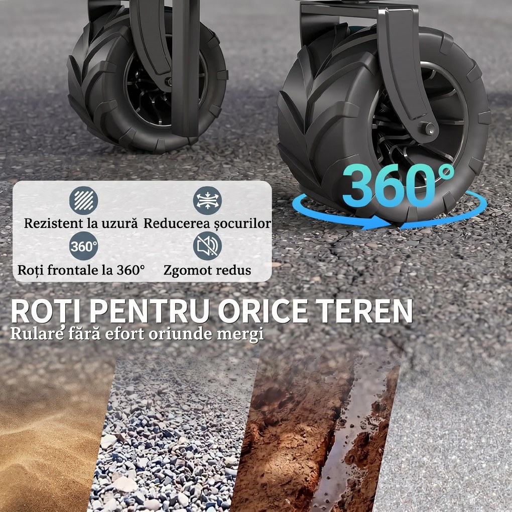 Outsunny Cărucior de Grădină cu Mâner Telescopic, Cărucior pentru Transport Obiecte până la 70 kg, 108x55 cm, Verde | Aosom Romania