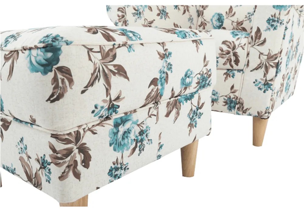 Fotoliu cu taburet, material textil rose 14, ASTRID