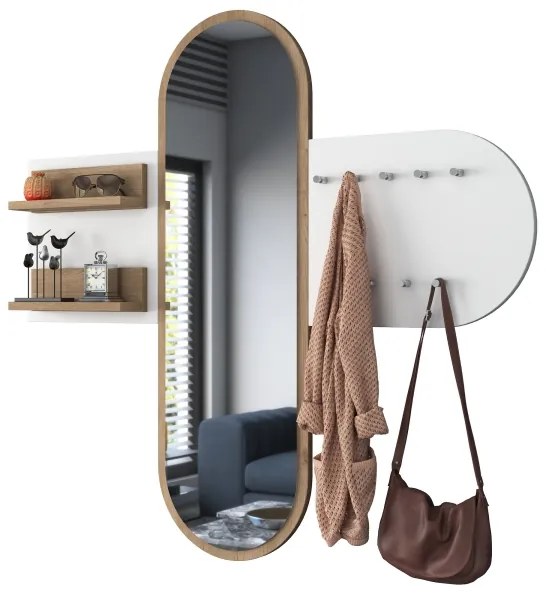 Oglindă de perete RANI 125x120 cm alb/maro