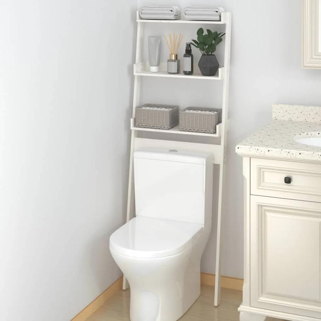 Raft de toaleta, alb, 63,5x32x179 cm, lemn masiv de pin