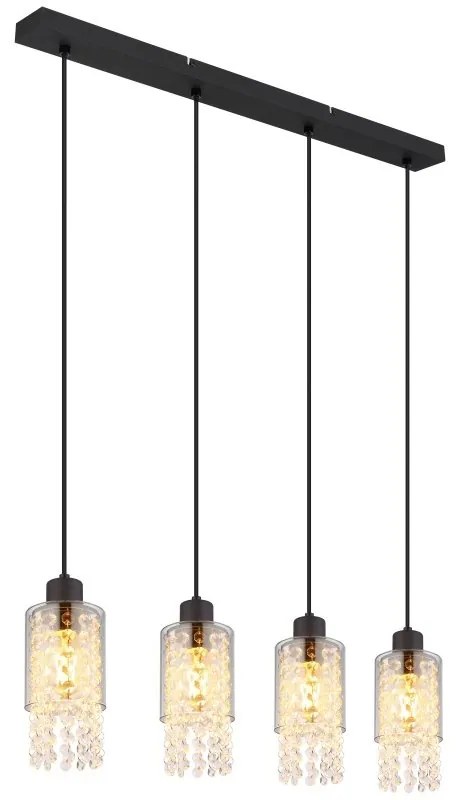 Lustra 4L design modern Backey negru, fumuriu