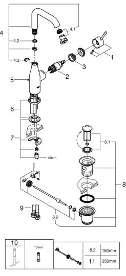 GROHE 32628AL1 - Baterie pentru lavoar ESSENCE, mărimea L, antracit